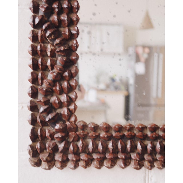 Vintage Pinecone Frame Mirror With Antique Glass For Sale - Image 4 of 7