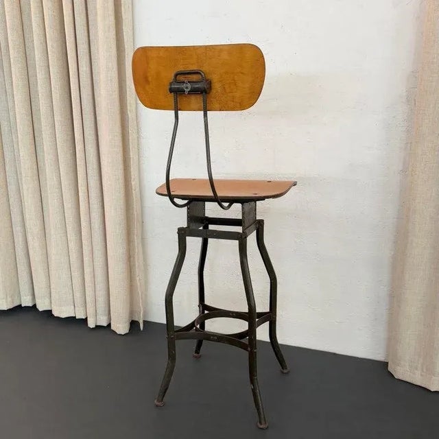 Tan Industrial Height Adjustable Stool by Toledo Metal Furniture Co. For Sale - Image 8 of 9