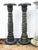 Pair of green Italian marble pedestal columns with spiral twist shafts Elegant decorative columns in richly veined green...