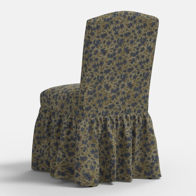Stoffer Home x Cloth & Company Thelma Ruffle Camel Back Dining Chair in Dogwood Floral Sage For Sale In Chicago - Image 6 of 8
