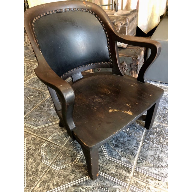 1940s Vintage Stout and Wide Wood and Leather Studded Bowed Back