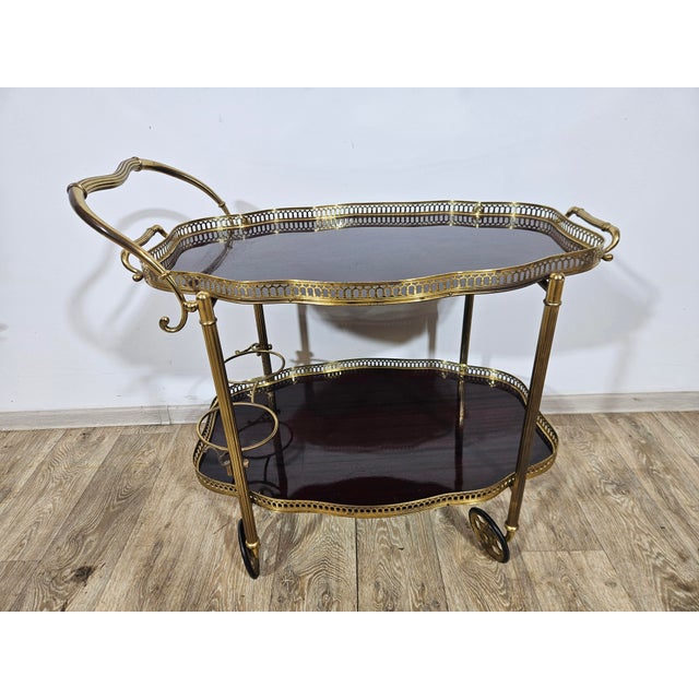 Vintage French Bar Cart from Maison Jansen, 1960s For Sale - Image 14 of 18