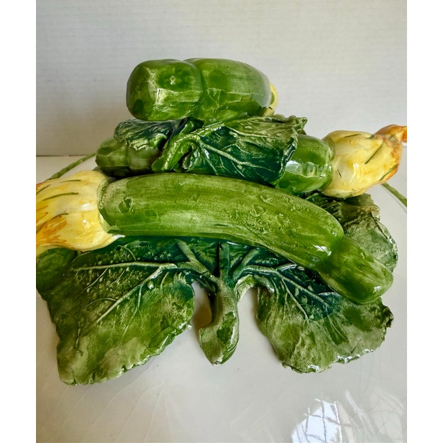 Late 20th Century Italian Bassano Del Grappa Covered Vegetable Tureen With Sculptural Zucchini & Squash Blossom For Sale - Image 10 of 14