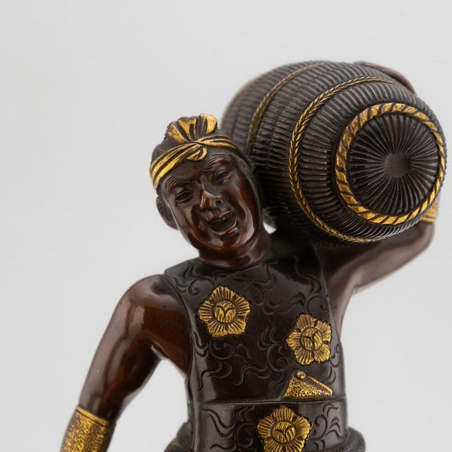 Antique Japanese Meiji Gilt Bronze Labourer Figurine by Miyao Ei, 19th Century For Sale - Image 11 of 18