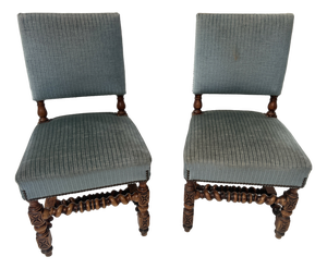 19th Century Louis XIII Twisted Oak Chairs, Set of 2
