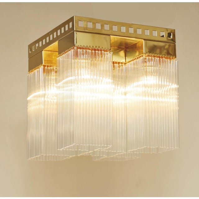 Art Nouveau Brass and Glass Ceiling Lamp, 1890s For Sale - Image 4 of 9