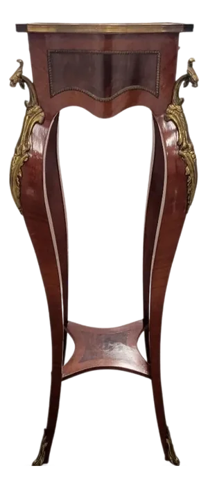 Vintage French Rococo Louis XV Style Gueridon Extra Tall Fruitwood Ormolu Cabriole Legs Pedestal Stand