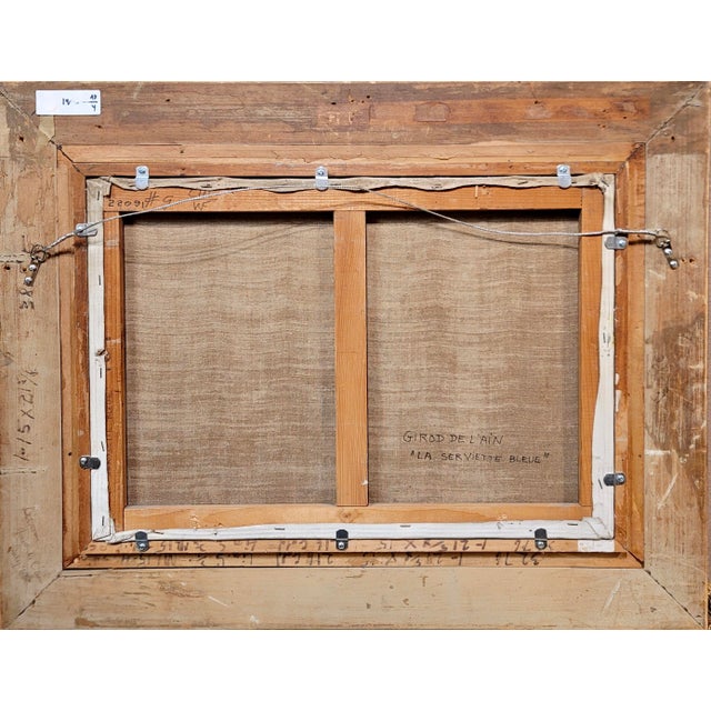 Helene Girod De l'Ain -the Girl W/ the Blue Towel -Oil Painting c.1960s For Sale - Image 9 of 9