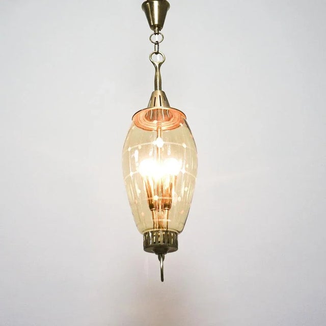 Fontana Arte Three-Light Glass & Brass Hallway Lantern from Fontana Arte For Sale - Image 4 of 11