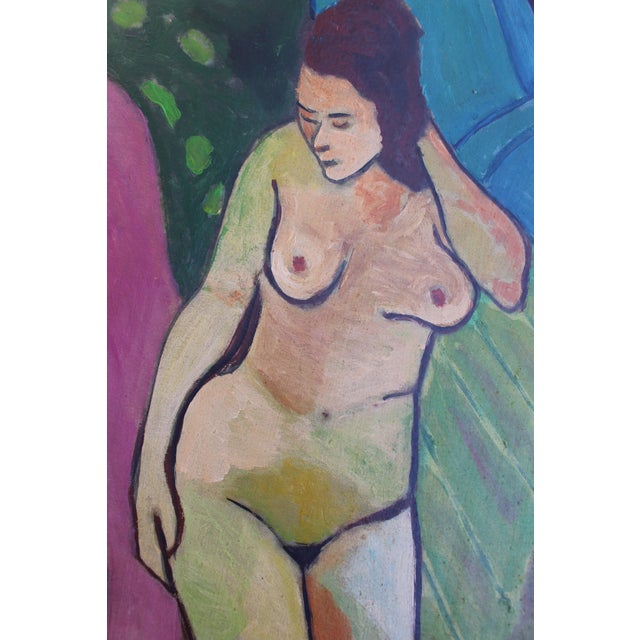Wood 1960s Nude Portrait Oil Painting For Sale - Image 7 of 8