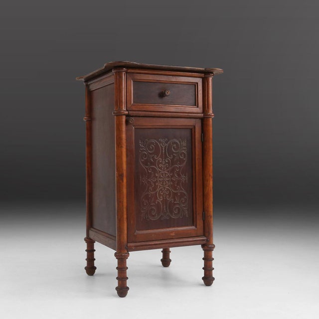 Art Deco Sculptural Nightstand in Dark-Stained Wood, Belgium, 1930s For Sale - Image 13 of 13