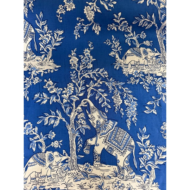 Clarence House Clarence House / Hill House Ile Des Elephant Cobalt Blue Linen Fabric 13 Yards For Sale - Image 4 of 6