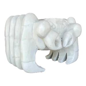 Vintage Coastal Carved Crab Low Stool