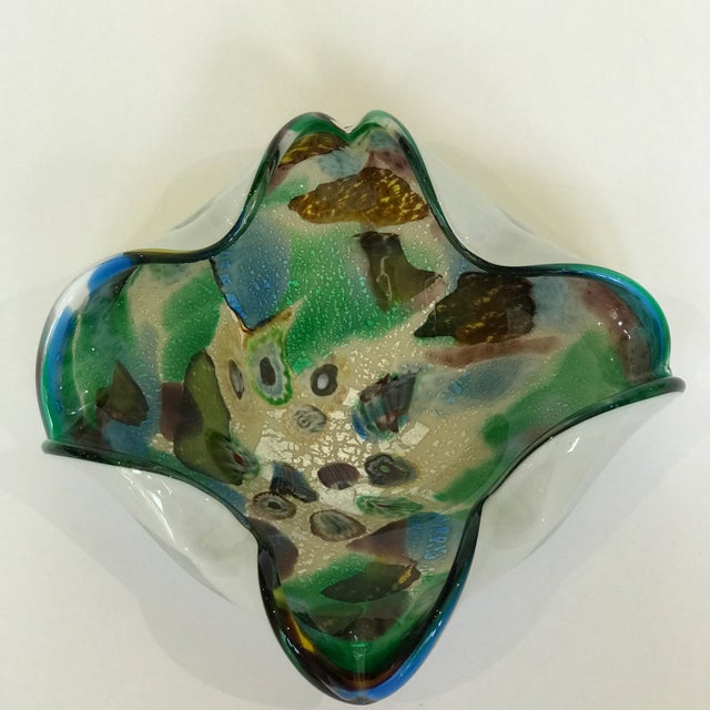 Blue Silver Flecked Murano Glass Dish Bowl Catchall For Sale - Image 8 of 11