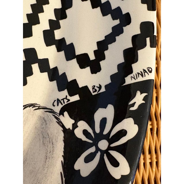 Mid 20th Century Vintage Cat Art Pottery Platter by Nina Lyman For Sale - Image 5 of 8