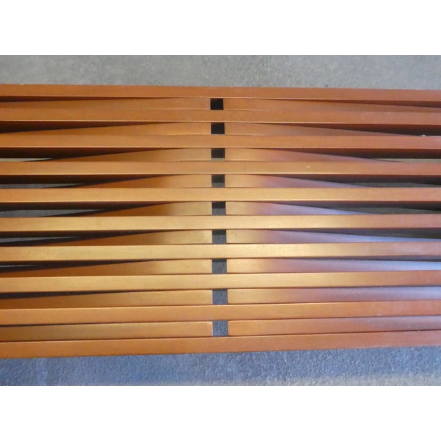 Modernist Interlocking Slat Wood Bench For Sale - Image 9 of 13