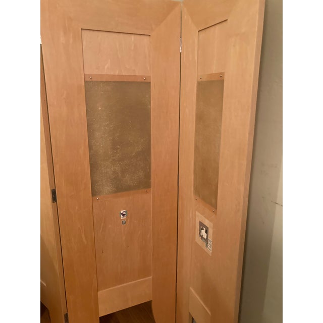 Tan 1980s Folding 3 Panel Wood Room Divider For Sale - Image 8 of 11