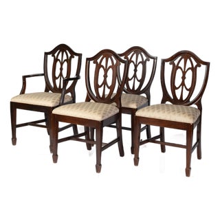 Vintage Shield Back Dining Side Chairs - Set of 4 For Sale