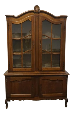 Vintage Antique Solid English Walnut Traditional Victorian 51" Buffet W. China Cabinet
