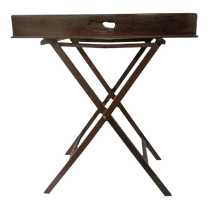 19th Century Mahogany English Butler's Serving Bar Tray on Wooden Stand