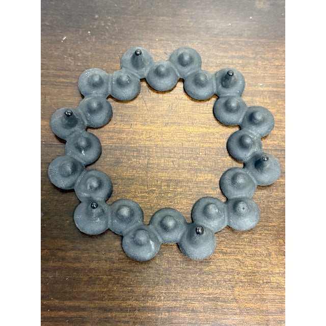 Dansk 1970s Dansk JHQ Brown Black Round Cast Iron Candle Holder 24 Denmark Brutalist For Sale - Image 4 of 6