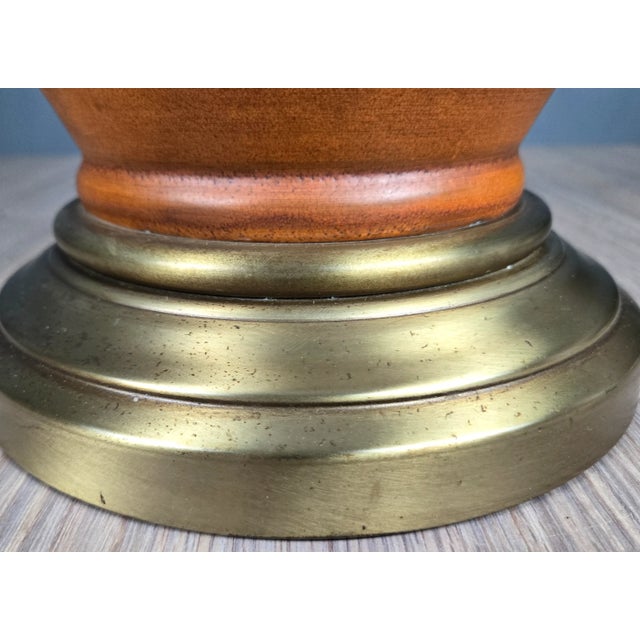 1960s Large Orange Dimensional Ceramic & Brass Mid Century Table Lamp For Sale - Image 16 of 18