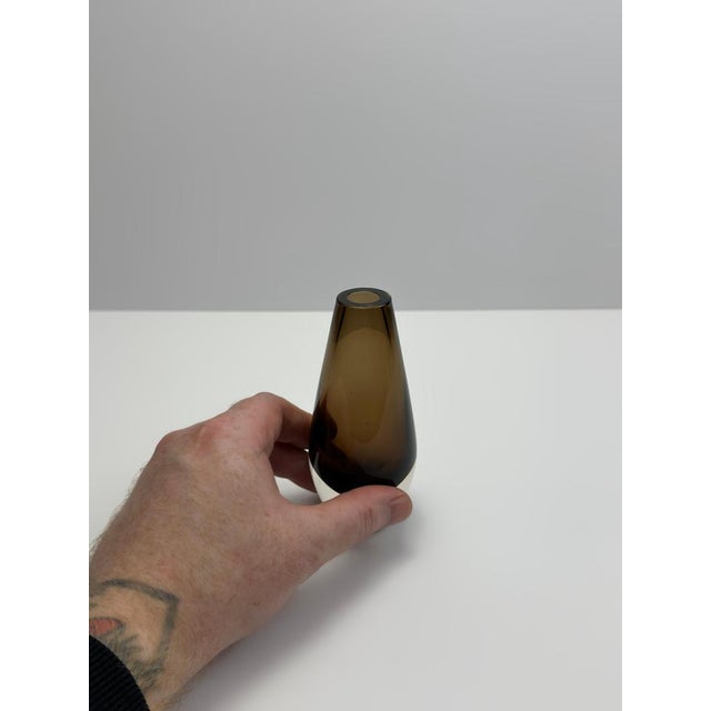 Vintage Smoked Brown Sommerso Glass Bud Vase from Strombergshyttan, 1960s For Sale - Image 3 of 10