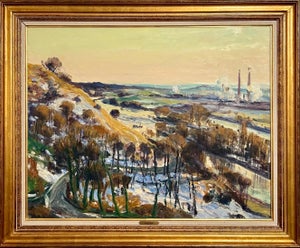 Gaston Sebire, French Post Impressionist Oil Painting Winter Scene, Seine River Gaston Sebire, c.1960