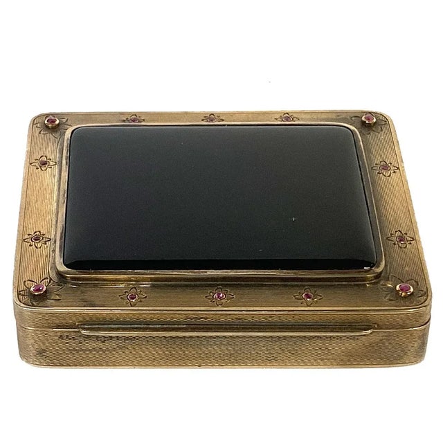 German Emil Brenk Gilt Sterling Silver, Onyx and Gemstone Cosmetic Case For Sale - Image 14 of 18