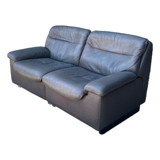 Vintage De Sede Leather Two-Seater Sofa For Sale