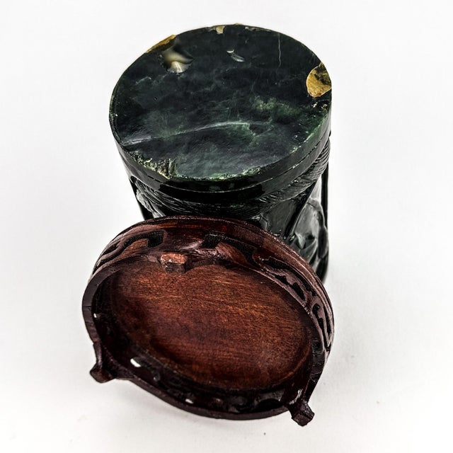 Chinese Jade Green Stone or Glass Carved Vase Pot For Sale - Image 12 of 12