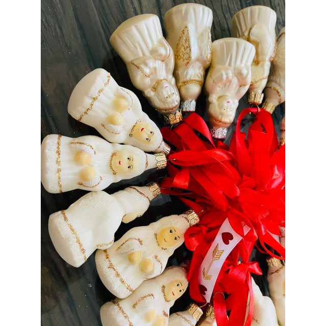 Traditional 1970s Vintage European White Angels Christmas Ornaments -25 PCS N a Gift Box For Sale - Image 3 of 5