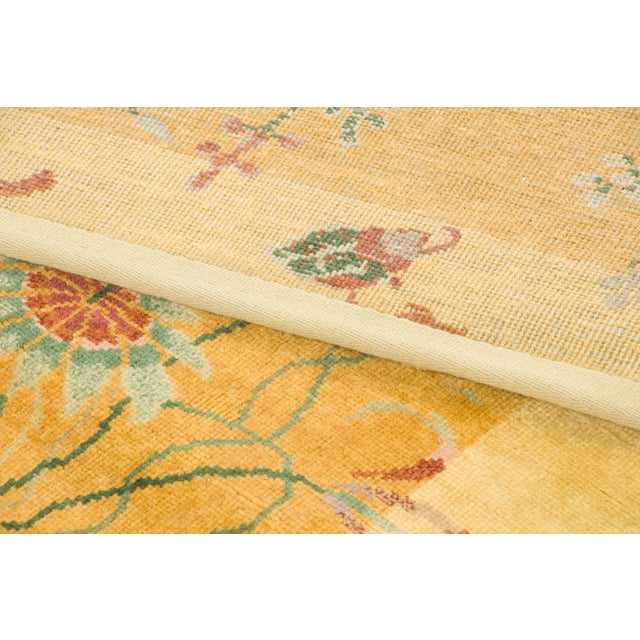 Textile Contemporary Chinese Deco Style Gold & Coral Wool Runner by Rug & Kilim, India For Sale - Image 7 of 9