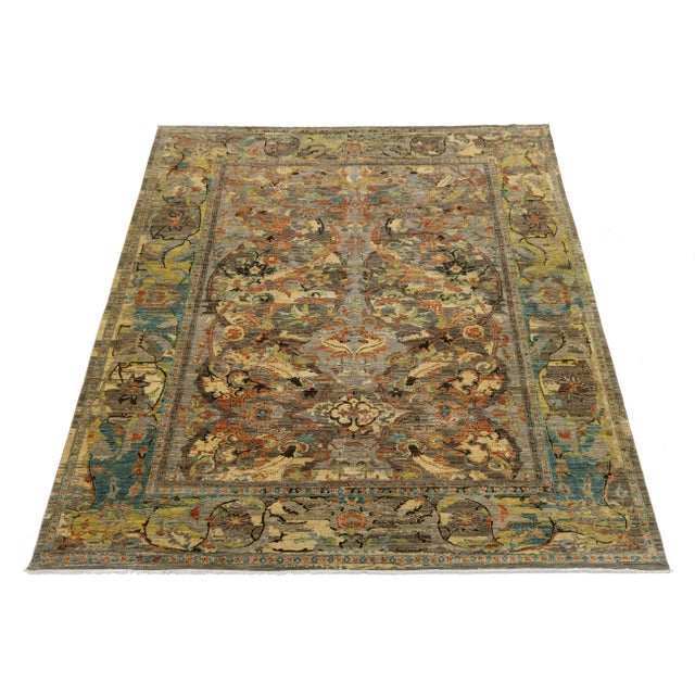 This stunning Modern Bidjar Style Wool Rug seamlessly blends traditional Persian structure with a contemporary, distressed...