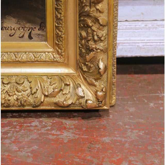 19th C. French Floral Still Life Oil on Canvas in Gilt Frame by Pierre Bourgogne For Sale - Image 11 of 13