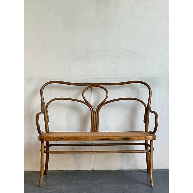 Mid-Century Modern Vintage Mid-Century Modern Bent Wood Bench After Thonet For Sale - Image 3 of 10