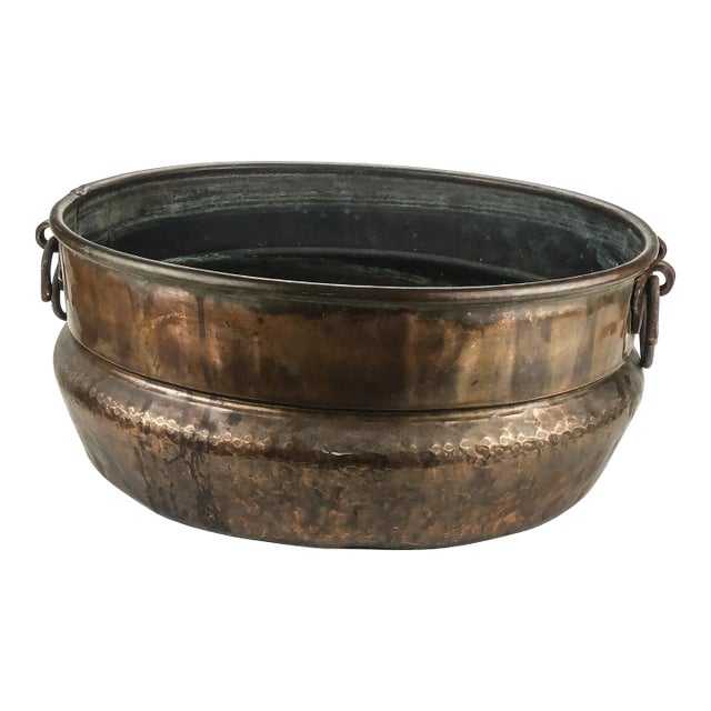 Massive Antique Brass Planter Pot Storage For Sale