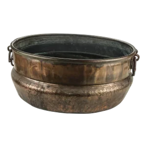 Massive Antique Brass Planter Pot Storage