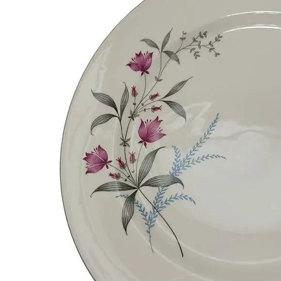 1950s Royal Monarch China Dinner Plate Fern Valley Holland Platinum Replacement MCM For Sale In San Diego - Image 6 of 15