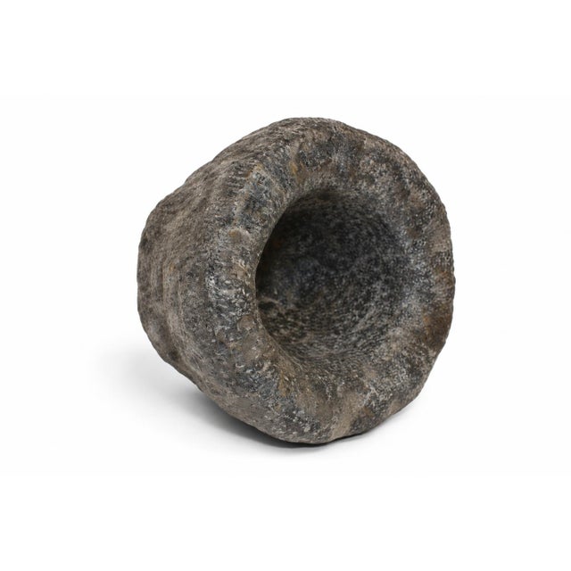 Stone 18th Century Granite Stone Bowl Charcoal Gray Black 8.7 Lb Mortar Planter For Sale - Image 7 of 11