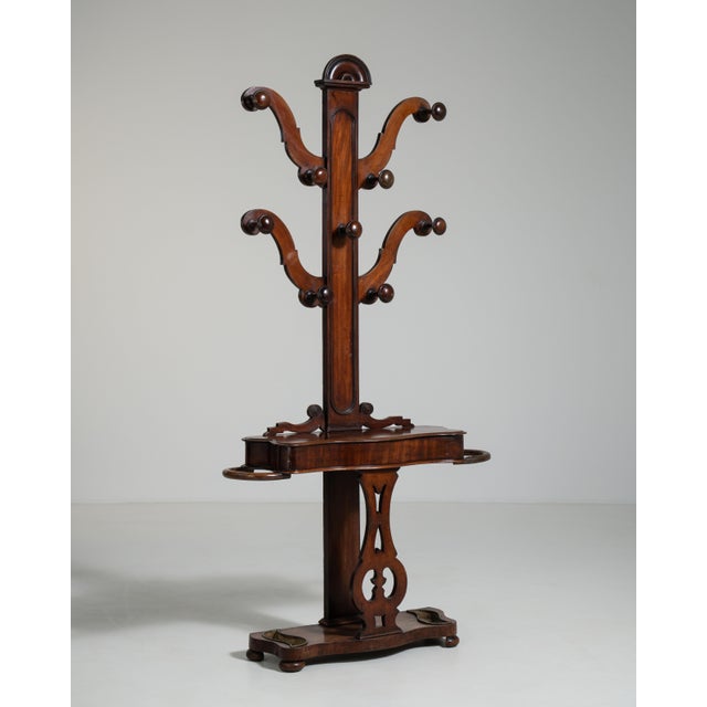 Brown 19th Century United Kingdom Victorian Brown Mahogany Coat Rack For Sale - Image 8 of 14
