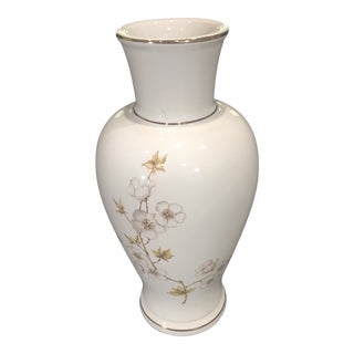 1980s Hyalyn Ceramic Dogwood Florals Vase For Sale