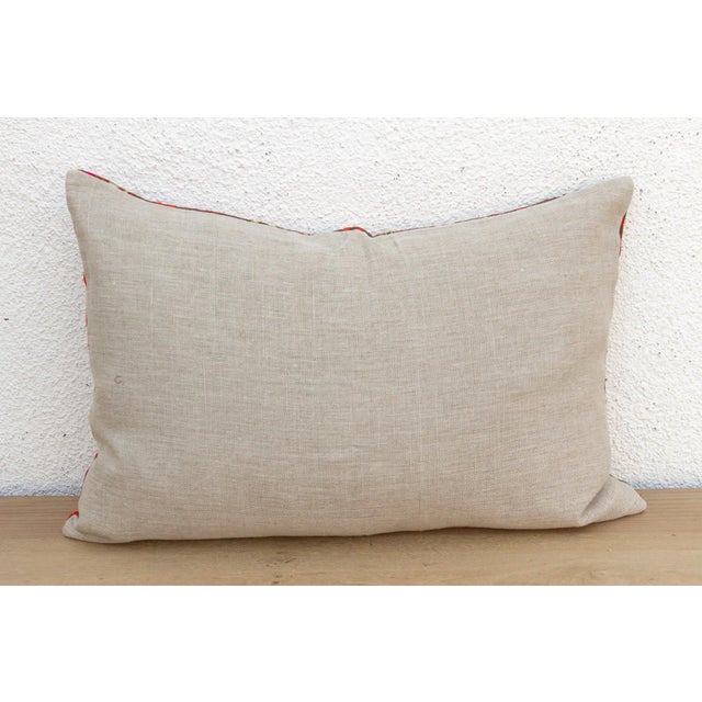 19th Century Mukstar Medallion, Antique Phulkari Lumbar Pillow Cover For Sale - Image 5 of 6