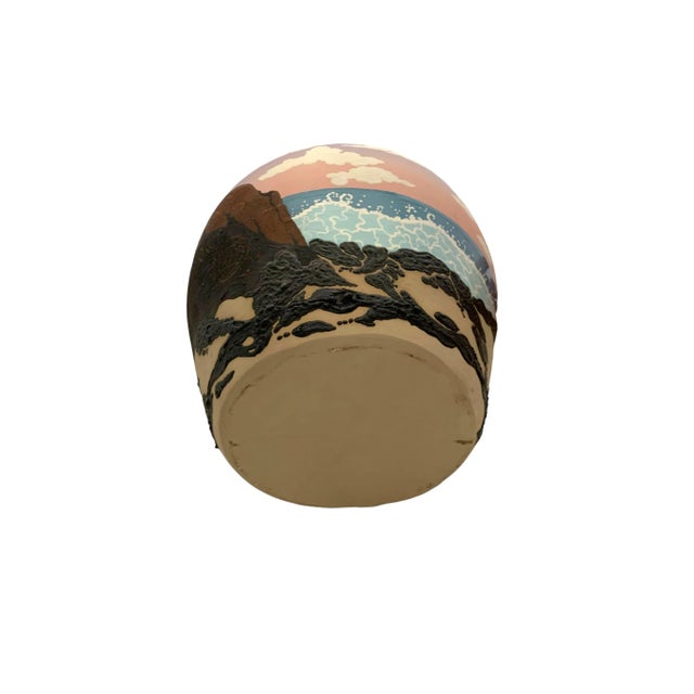 Late 20th Century Native American Hand-Painted Pottery Vase, Dawn Nature Scene, 18.5"h For Sale - Image 9 of 9