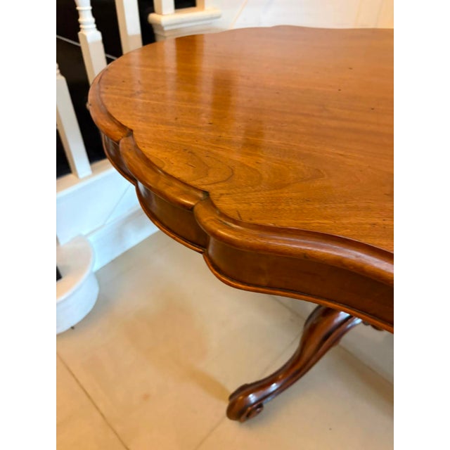 Wood Antique Victorian Figured Mahogany Serpentine Tilt-Top Dining Centre Table, 1860s For Sale - Image 7 of 13