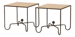 Entretoise' Wrought Iron and Onyx Side Tables by Design Frères - A Pair