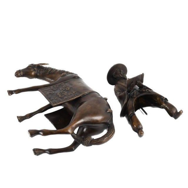 Chinese Bronze Rider on Horseback Sculpture Figurine Equestrian Asian Art For Sale - Image 9 of 9