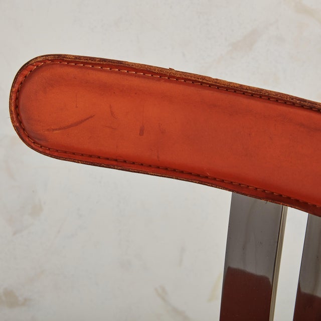 Burnt Orange Leather + Chrome Frame Chairs, Italy 1970s - A Pair For Sale In Chicago - Image 6 of 11