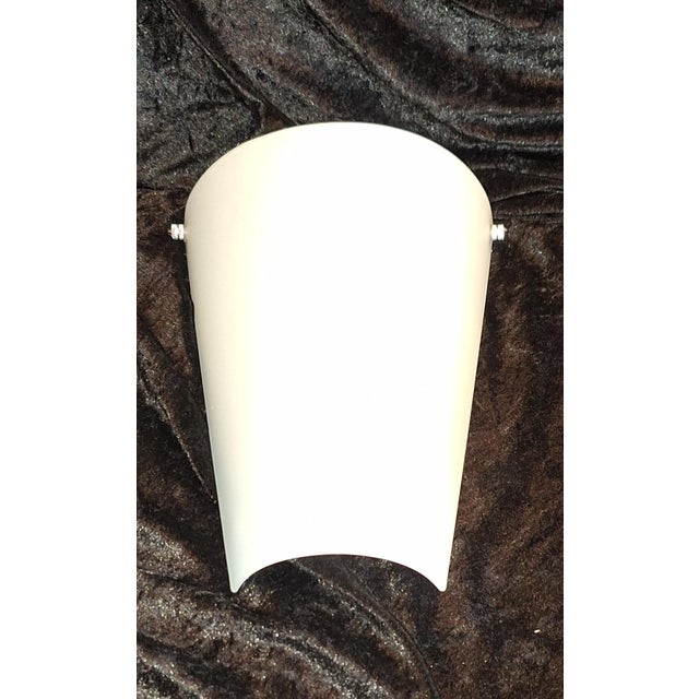 Vintage Wall Lamp with Flat White Glass Shade on Metal Mount, 2000s, in Very Good conditions. Designed from 2000 European...