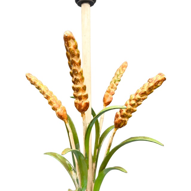 Vintage Italian-Inspired Tole Wheat Sheaf Table Lamp – Hollywood Regency / French Country For Sale - Image 10 of 11